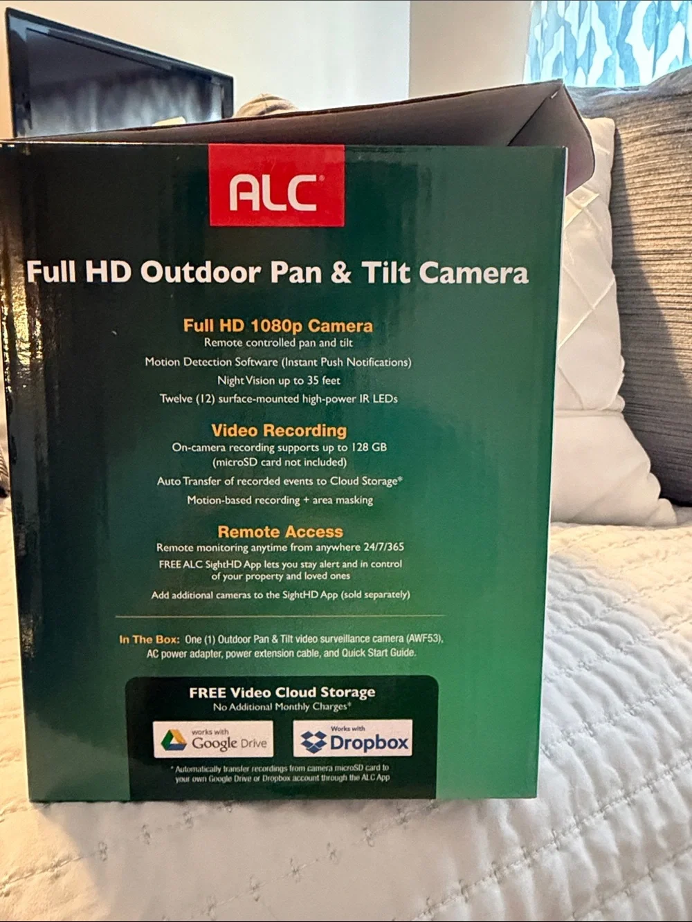 New out of the box A.L.C. Outdoor Pan & Tilt Wi‑Fi Camera - White